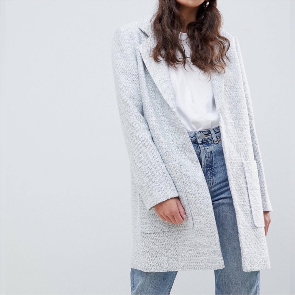 NWT ASOS Textured Slim Light Gray Coat 12